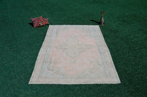 Unique Turkish large Vintage rug for home decor, oversize rug, area rug oushak rug boho rug bedroom kitchen rug  kilim rug, rugs 6x9, 666128