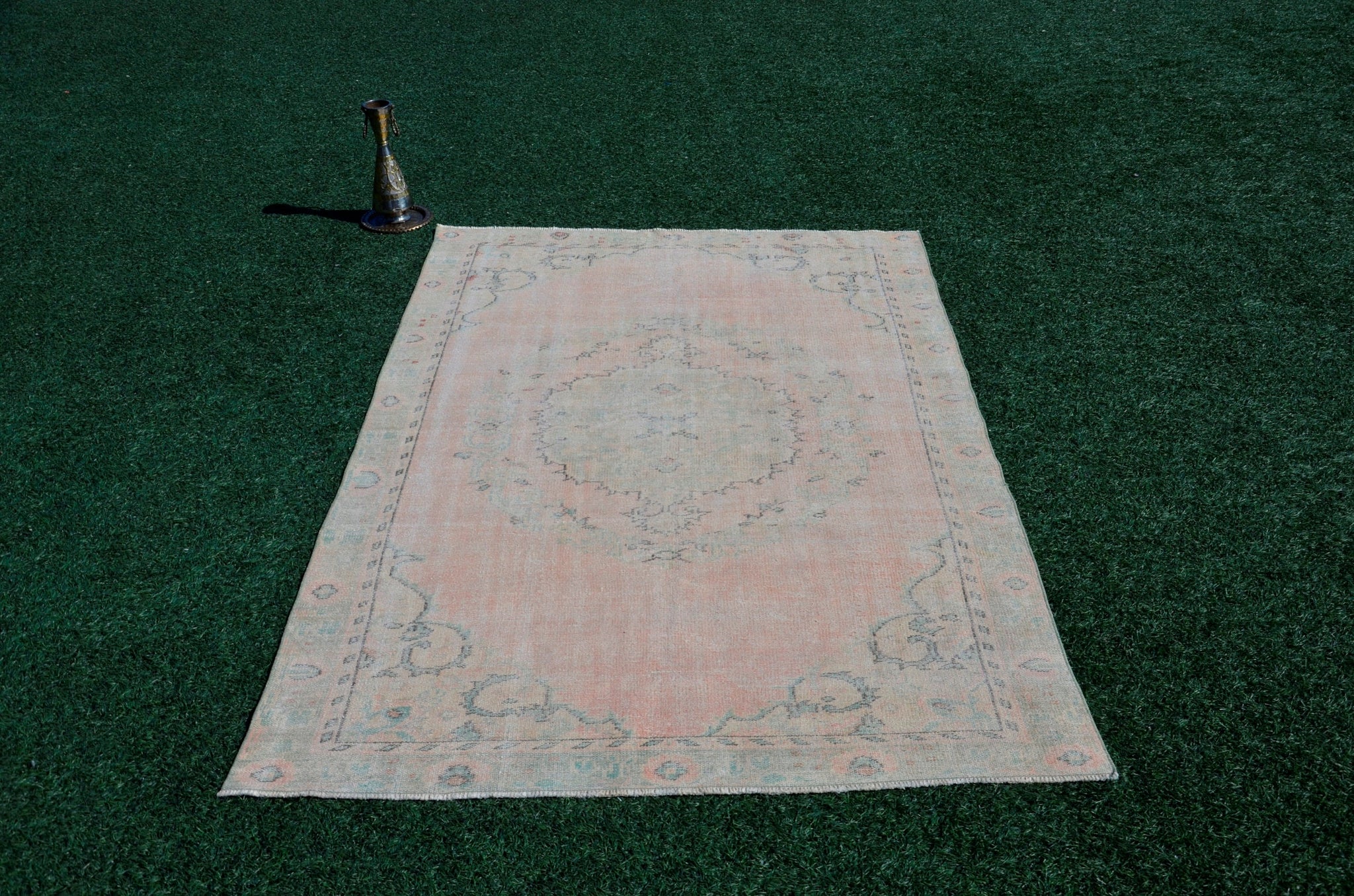 Hand knotted Turkish large Vintage rug for home decor, oversize rug, area rug oushak rug boho rug bedroom kitchen rug  kilim rug, rugs 6x9, 666129