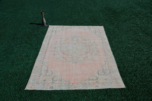 Hand knotted Turkish large Vintage rug for home decor, oversize rug, area rug oushak rug boho rug bedroom kitchen rug  kilim rug, rugs 6x9, 666129