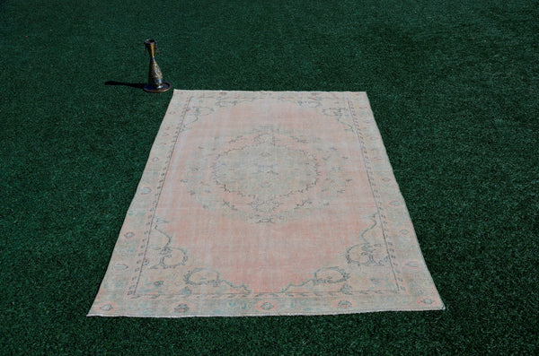 Hand knotted Turkish large Vintage rug for home decor, oversize rug, area rug oushak rug boho rug bedroom kitchen rug  kilim rug, rugs 6x9, 666129