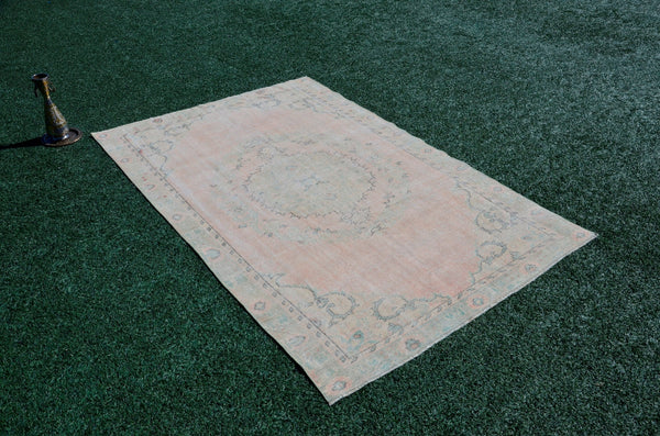 Hand knotted Turkish large Vintage rug for home decor, oversize rug, area rug oushak rug boho rug bedroom kitchen rug  kilim rug, rugs 6x9, 666129