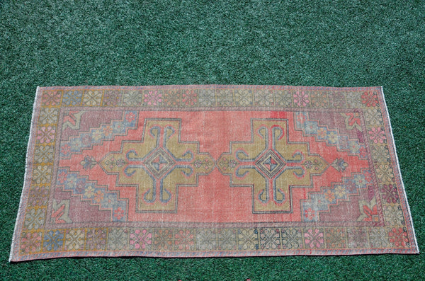 Handknotted Turkish rug for home decor, Vintage rug, area rug boho rug bedroom rug kitchen rug bathroom rug kilim handmade, rugs 4x9, 666144