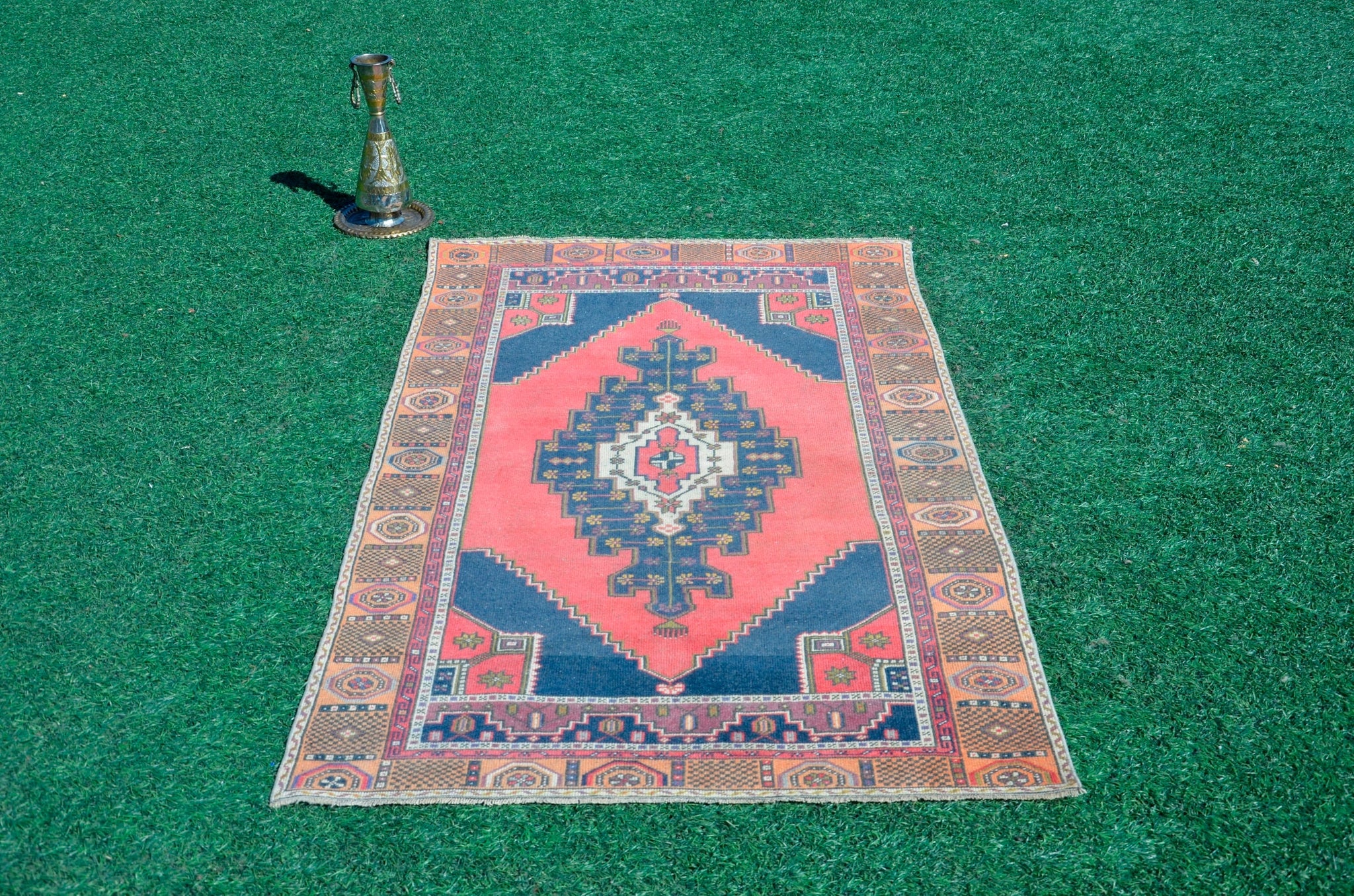 Vintage Turkish unique rug for home decor, area rug, oushak rug boho rug bedroom rug kitchen rug  bathroom rug kilim, rugs 7x4, 666155