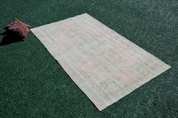 Turkish Handmade Vintage Anatolian rug for home decor, area rug, oushak rug boho rug bedroom rug kitchen rug  bathroom rug kilim, rugs 5x8, 666156