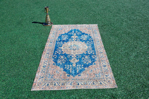 Turkish Handmade Vintage Anatolian rug for home decor, area rug, oushak rug boho rug bedroom rug kitchen rug  bathroom rug kilim, rugs 4x7, 666167