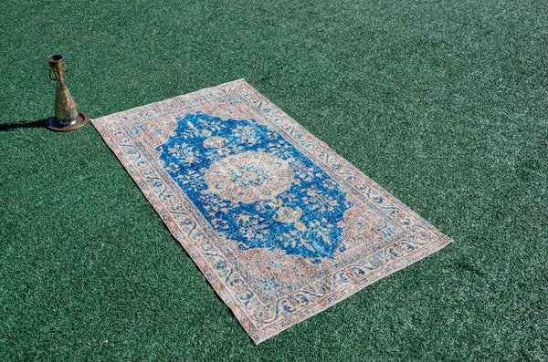 Turkish Handmade Vintage Anatolian rug for home decor, area rug, oushak rug boho rug bedroom rug kitchen rug  bathroom rug kilim, rugs 4x7, 666167