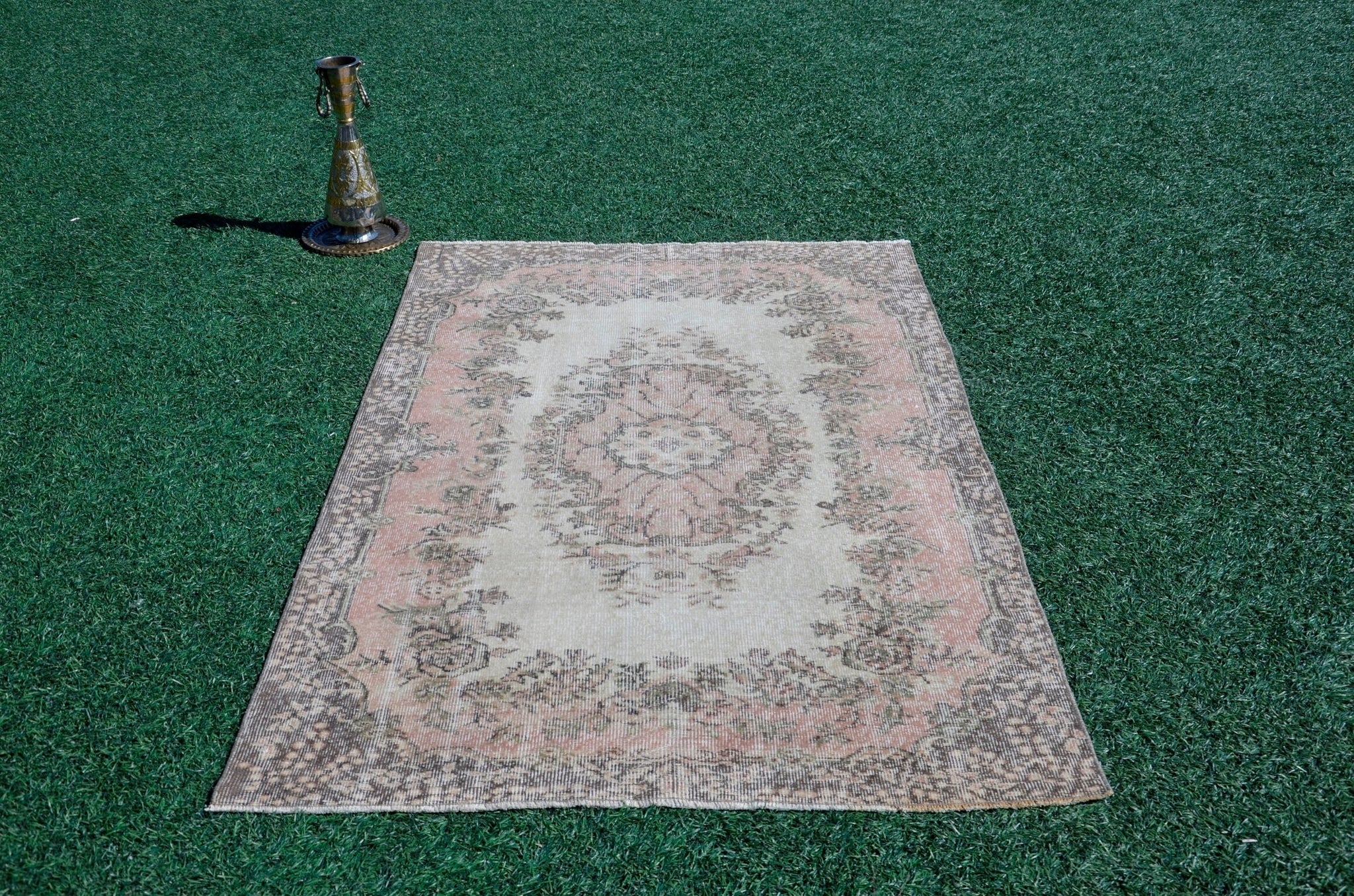 Natural oushak Turkish rug for home decor, Vintage rug, area rug boho rug bedroom rug kitchen rug bathroom rug kilim rug  handmade, rugs 4x6, 666174