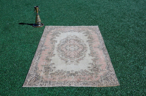 Natural oushak Turkish rug for home decor, Vintage rug, area rug boho rug bedroom rug kitchen rug bathroom rug kilim rug  handmade, rugs 4x6, 666174