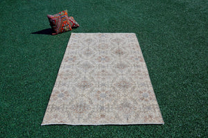 Natural oushak Turkish rug for home decor, Vintage rug, area rug boho rug bedroom rug kitchen rug bathroom rug kilim rug  handmade, rugs 4x7, 666180