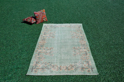 Handknotted Turkish rug for home decor, Vintage rug, area rug boho rug bedroom rug kitchen rug bathroom rug kilim handmade, rugs 4x7, 666183