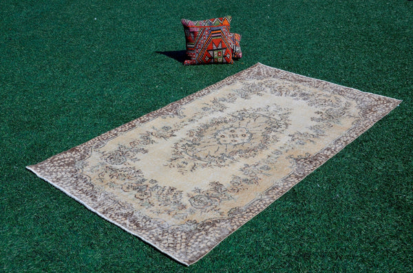 Unique Vintage Turkish Anatolian rug for home decor, area rug, oushak rug boho rug bedroom rug kitchen rug  bathroom rug kilim, rugs 4x7, 666187