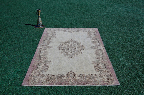 Natural oushak Turkish rug for home decor, Vintage rug, area rug boho rug bedroom rug kitchen rug bathroom rug kilim rug  handmade, rugs 4x7, 666198