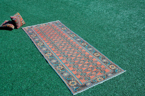 Natural Vintage Turkish runner rug for home decor, area rug, Anatolian oushak rug boho rug kitchen rug  bathroom rug kilim,  9'3" x 3'8", 666211