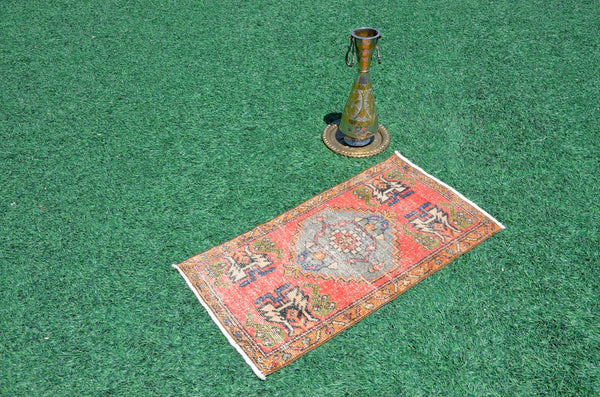 Handmade Turkish Vintage small area rug doormat for home decor, bathroom rug, area oushak rug bathroom mat kitchen kilim rug, rug 3.2x1.6, 665745
