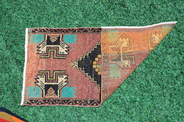 Turkish Handmade Vintage small area rug doormat for home decor, bathroom rug, area oushak rug bathroom mat kitchen kilim rug, rug 3.1x1.6, 665748