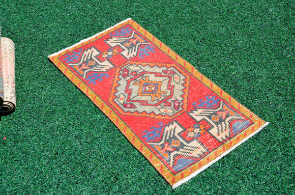 Natural Turkish Vintage small area rug doormat for home decor, bathroom rug, area oushak rug bathroom mat kitchen rug kilim rug, rug 3X1.5, 665757