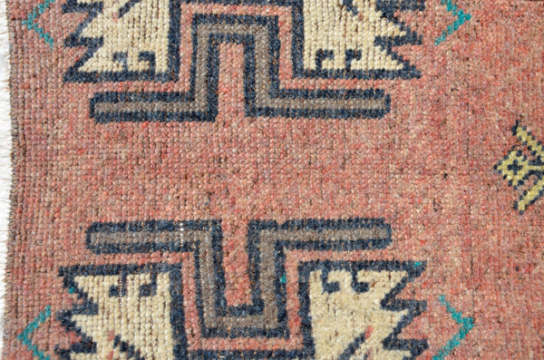 Unique Turkish Vintage small area rug doormat for home decor, bathroom rug, area oushak rug bathroom mat kitchen rug  kilim rug, rug 3.4x1.4, 665767