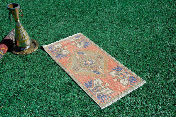 Turkish Handmade Vintage small area rug doormat for home decor, bathroom rug, area oushak rug bathroom mat kitchen kilim rug, rug 3.1x1.5, 665806