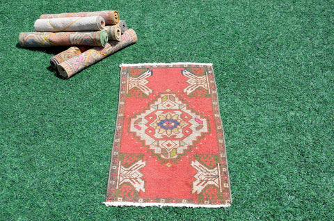 Natural Turkish Vintage small area rug doormat for home decor, bathroom rug, area oushak rug bathroom mat kitchen rug kilim rug, rug 3.1X1.6, 665962