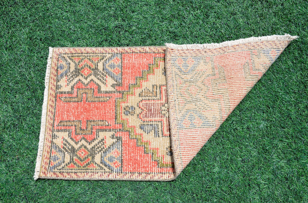 Handmade Turkish Vintage small area rug doormat for home decor, bathroom rug, area oushak rug bathroom mat kitchen kilim rug, rug 3x1.6, 665966