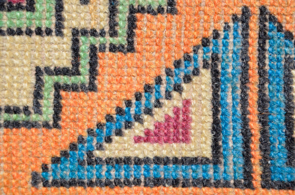 Handmade Turkish Vintage small area rug doormat for home decor, bathroom rug, area oushak rug bathroom mat kitchen kilim rug, rug 3.2X1.5, 665969