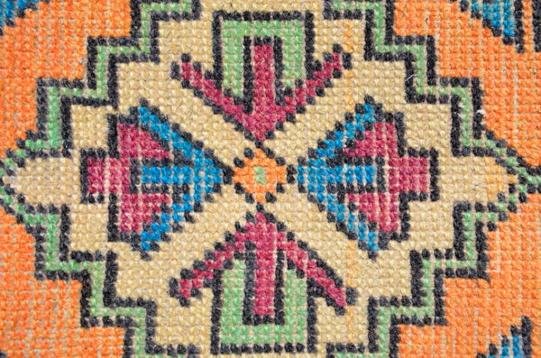 Handmade Turkish Vintage small area rug doormat for home decor, bathroom rug, area oushak rug bathroom mat kitchen kilim rug, rug 3.2X1.5, 665969