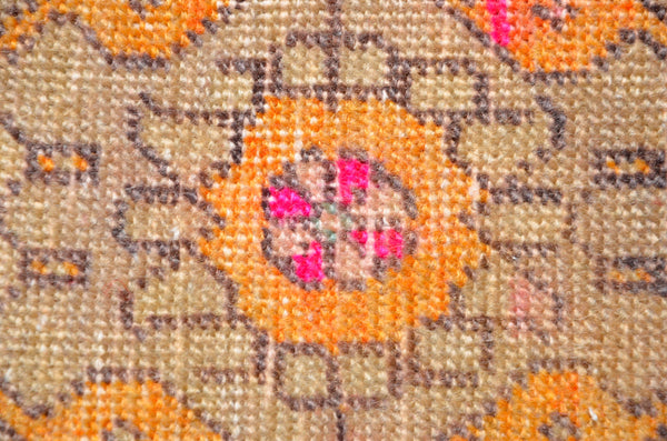 Handmade Turkish Vintage small area rug doormat for home decor, bathroom rug, area oushak rug bathroom mat kitchen kilim rug, rug 3.4x1.6, 665971