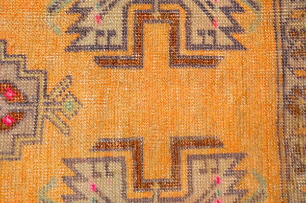 Handmade Turkish Vintage small area rug doormat for home decor, bathroom rug, area oushak rug bathroom mat kitchen kilim rug, rug 3.4x1.6, 665971