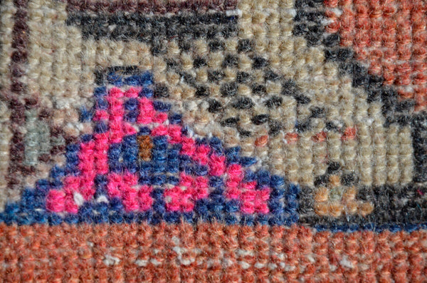Handmade Turkish Vintage small area rug doormat for home decor, bathroom rug, area oushak rug bathroom mat kitchen kilim rug, rug 3x1.6, 665991