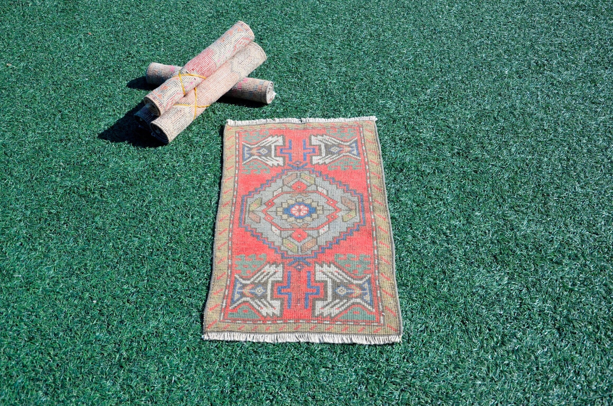 Handmade Turkish Vintage small area rug doormat for home decor, bathroom rug, area oushak rug bathroom mat kitchen kilim rug, rug 2.9X1.6, 665994