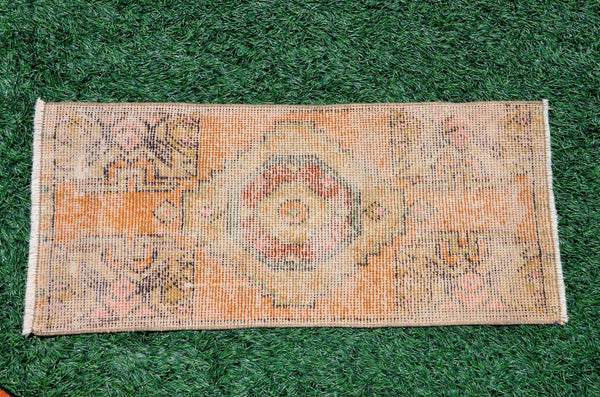 Handmade Turkish Vintage small area rug doormat for home decor, bathroom rug, area oushak rug bathroom mat kitchen kilim rug, rug 3x1.3, 666501