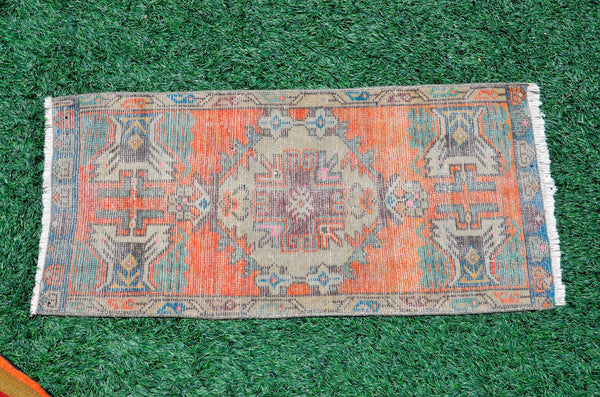Natural Turkish Vintage small area rug doormat for home decor, bathroom rug, area oushak rug bathroom mat kitchen rug kilim rug, rug 3.2X1.5, 666507