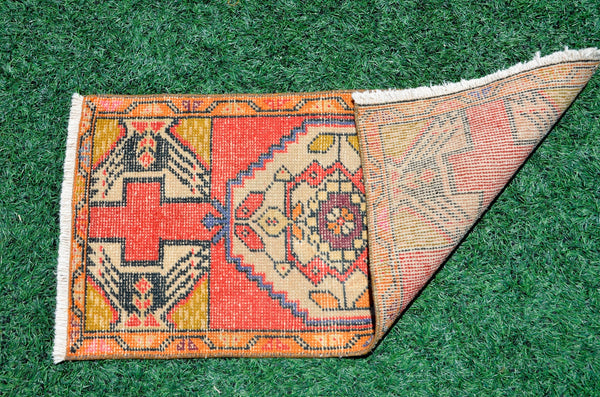 Natural Turkish Vintage small area rug doormat for home decor, bathroom rug, area oushak rug bathroom mat kitchen rug kilim rug, rug 3.3X1.6, 666510