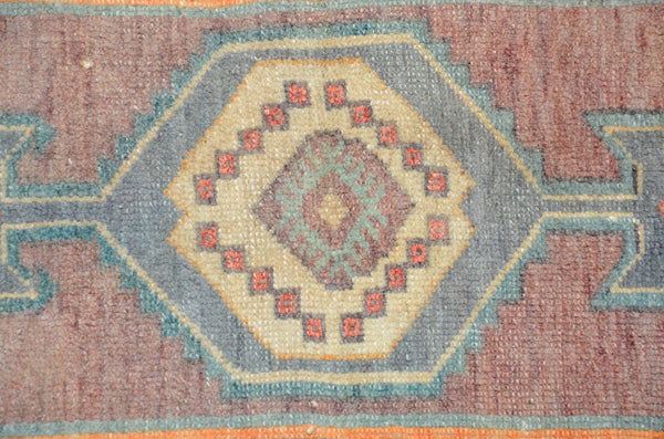 Handmade Turkish Vintage small area rug doormat for home decor, bathroom rug, area oushak rug bathroom mat kitchen kilim rug, rug 2.6x1.3, 666521