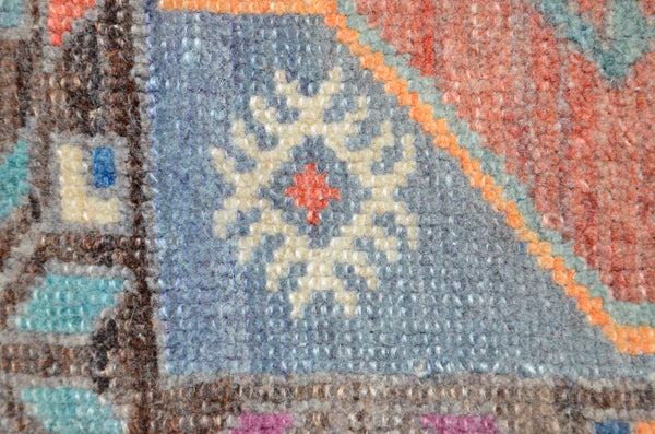 Handmade Turkish Vintage small area rug doormat for home decor, bathroom rug, area oushak rug bathroom mat kitchen kilim rug, rug 2.6x1.3, 666521