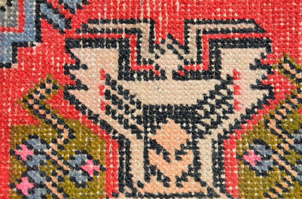 Handmade Turkish Vintage small area rug doormat for home decor, bathroom rug, area oushak rug bathroom mat kitchen kilim rug, rug 2.9x1.5, 666523