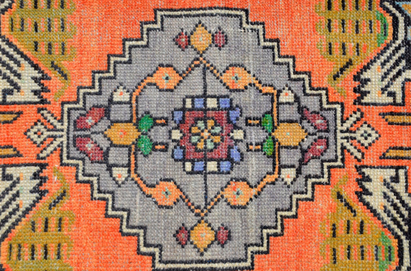 Handmade Turkish Vintage small area rug doormat for home decor, bathroom rug, area oushak rug bathroom mat kitchen kilim rug, rug 3.3x1.6, 666526