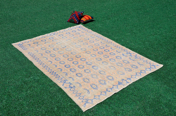 Turkish Handmade large Vintage rug for home decor, oversize rug, area rug oushak rug boho rug bedroom rug kitchen rug  kilim rug, rugs 6x8, 666232