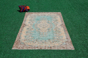 Turkish Handmade large Vintage rug for home decor, oversize rug, area rug oushak rug boho rug bedroom rug kitchen rug  kilim rug, rugs 5x9, 666240