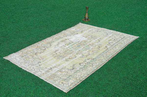 Unique Turkish large Vintage rug for home decor, oversize rug, area rug oushak rug boho rug bedroom kitchen rug  kilim rug, rugs 6x9, 666243