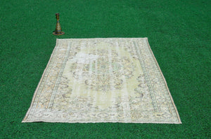 Unique Turkish large Vintage rug for home decor, oversize rug, area rug oushak rug boho rug bedroom kitchen rug  kilim rug, rugs 6x9, 666243