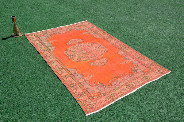 Natural Turkish large Vintage rug for home decor, oversize rug, area rug oushak rug boho rug bedroom rug kitchen rug  kilim rug, rugs 6x9, 666248
