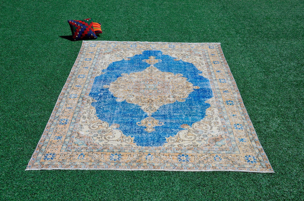 Handmade Turkish large Vintage rug for home decor, oversize rug, area rug oushak rug boho rug bedroom rug kitchen rug  kilim rug, rugs 7x10, 666254