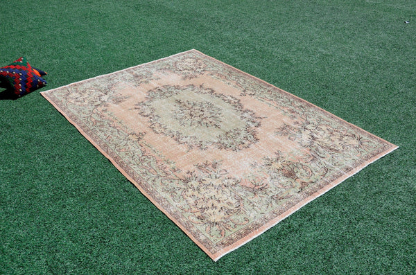 Unique Turkish large Vintage rug for home decor, oversize rug, area rug oushak rug boho rug bedroom kitchen rug  kilim rug, rugs 7x10, 666255