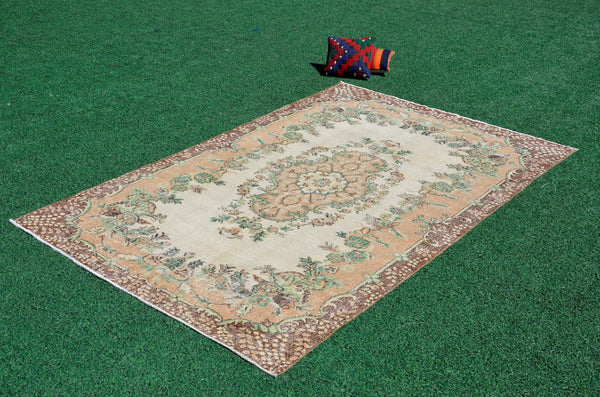 Natural Turkish large Vintage rug for home decor, oversize rug, area rug oushak rug boho rug bedroom rug kitchen rug  kilim rug, rugs 6x10, 666256
