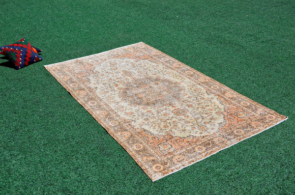 Unique Turkish large Vintage rug for home decor, oversize rug, area rug oushak rug boho rug bedroom kitchen rug  kilim rug, rugs 5x9, 666259