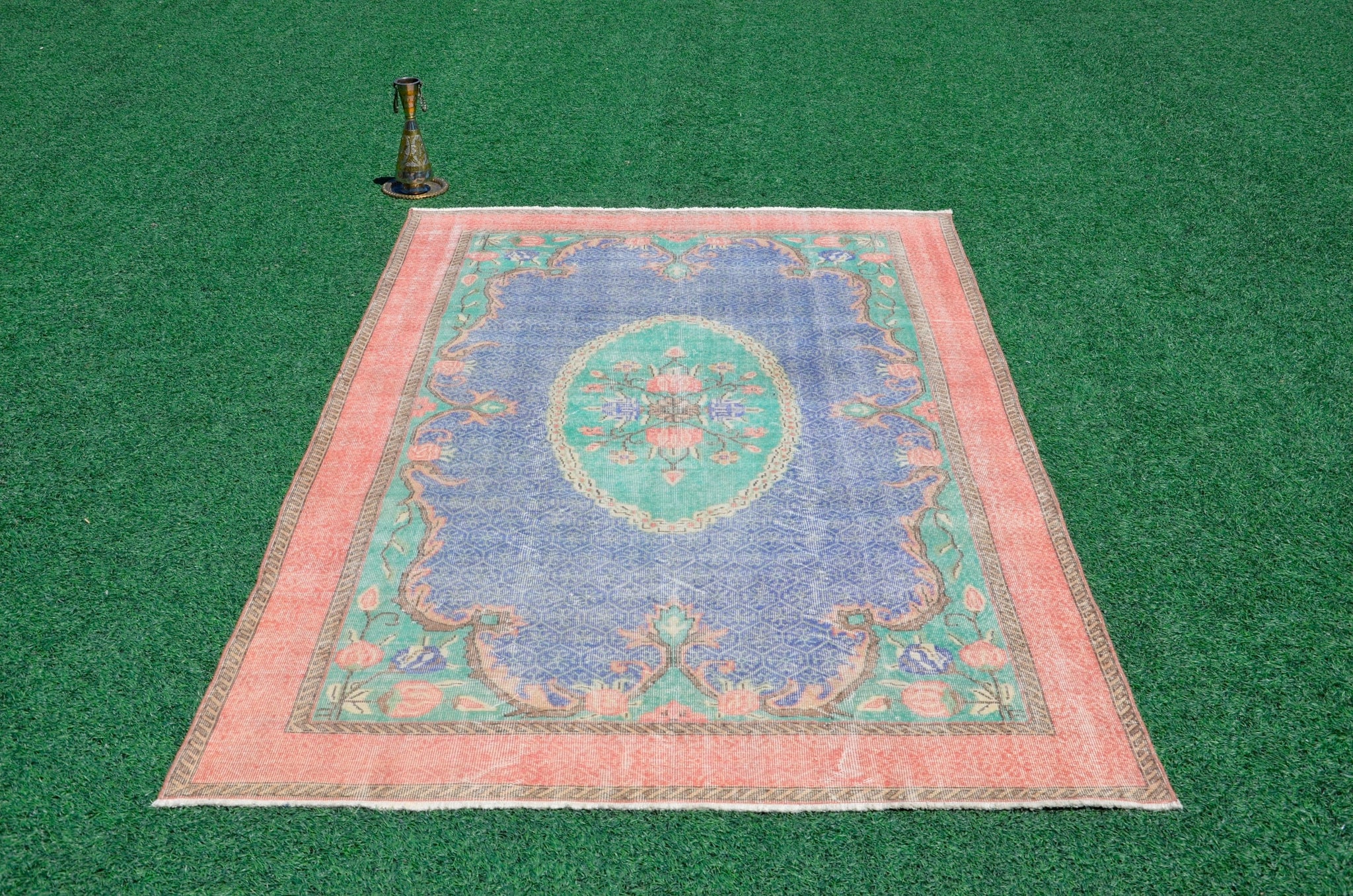 Unique Turkish large Vintage rug for home decor, oversize rug, area rug oushak rug boho rug bedroom kitchen rug  kilim rug, rugs 7x11, 666263