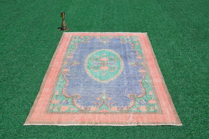 Unique Turkish large Vintage rug for home decor, oversize rug, area rug oushak rug boho rug bedroom kitchen rug  kilim rug, rugs 7x11, 666263