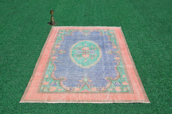 Unique Turkish large Vintage rug for home decor, oversize rug, area rug oushak rug boho rug bedroom kitchen rug  kilim rug, rugs 7x11, 666263