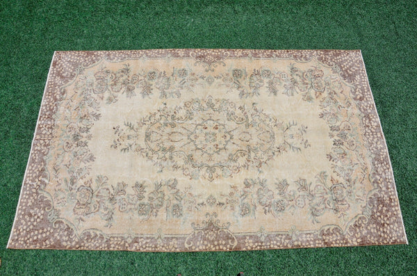 Natural Turkish large Vintage rug for home decor, oversize rug, area rug oushak rug boho rug bedroom rug kitchen rug  kilim rug, rugs 6x9, 666268